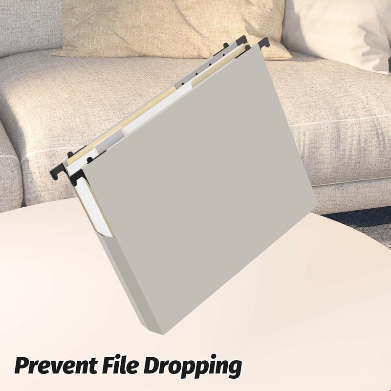 SHUTEX Extra Capacity Plastic Hanging File Folders,12 Pack Reinforced Expanding Hang Folder Letter Size,Accordian Pocket,Heavy Duty 2 Inch Expansion, Hard Hanging Folder Organizer for Office Home,Grey - Image 4